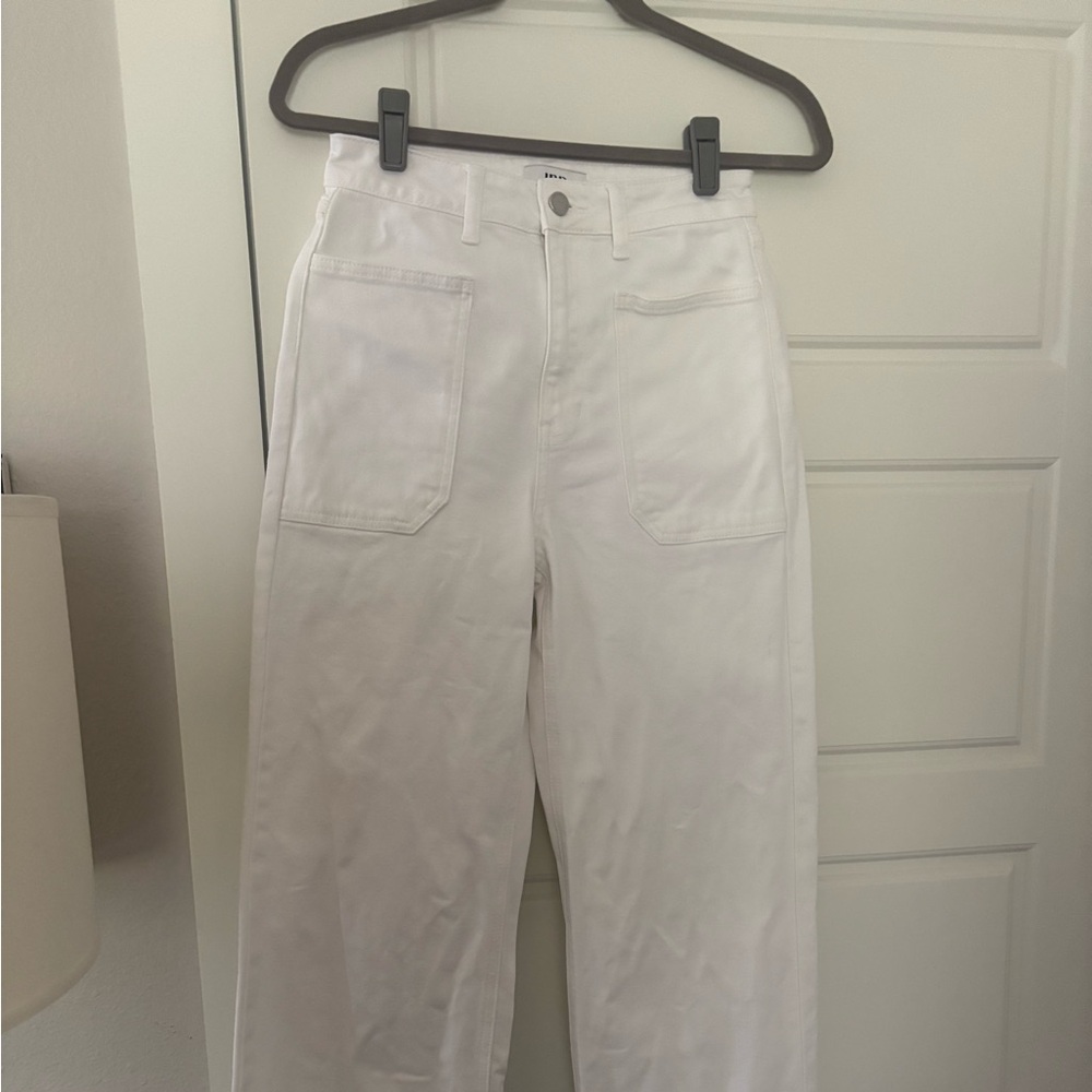 JBD Women's White Jeans/ Wide Leg/ Hi-Rise